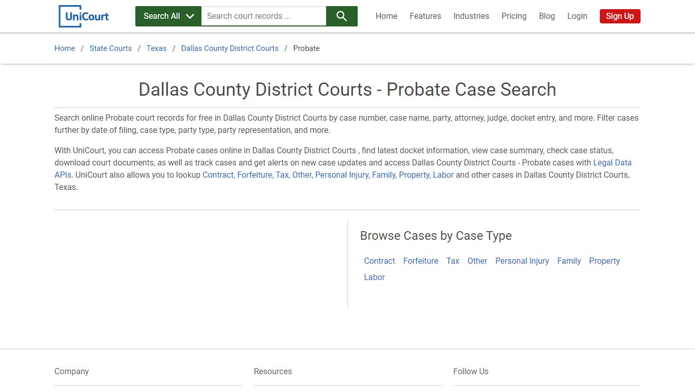 Dallas County District Courts - Probate Case Search