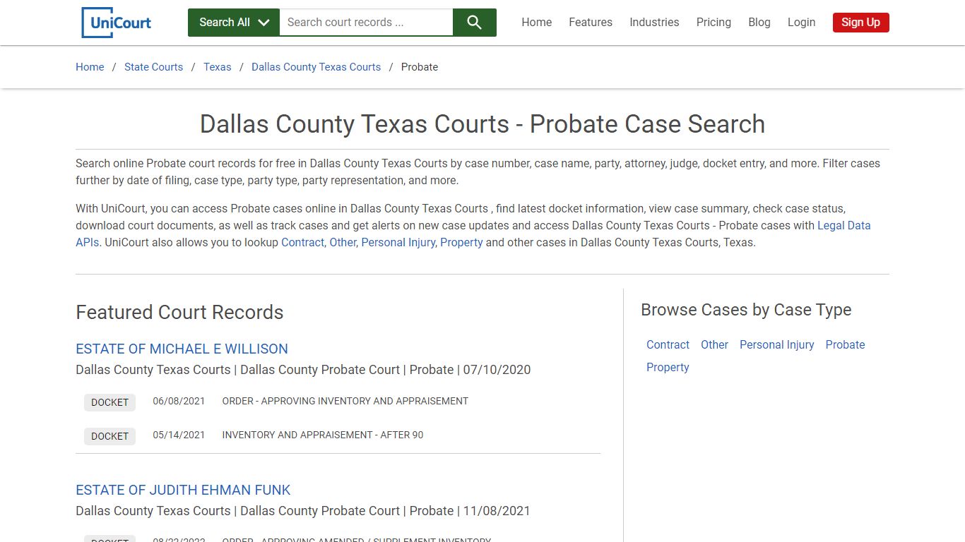 Probate Case Search - Dallas County Texas Courts, Texas